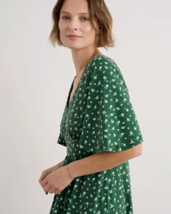 Seasalt Cornwall Chateau Dress (Half Sleeve) Bud Flower Dark Forage