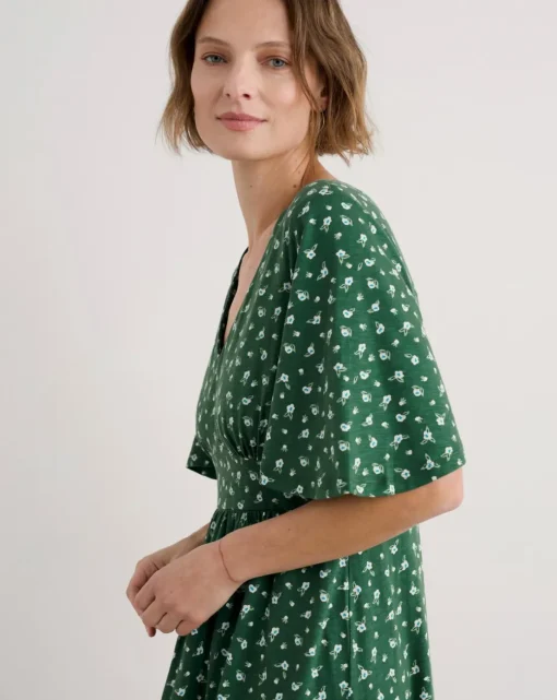 Seasalt Cornwall Chateau Dress (Half Sleeve) Bud Flower Dark Forage