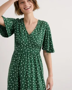 Seasalt Cornwall Chateau Dress (Half Sleeve) Bud Flower Dark Forage