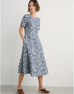 Seasalt Cornwall Fox Path Dress Shadow Blossom Indigo
