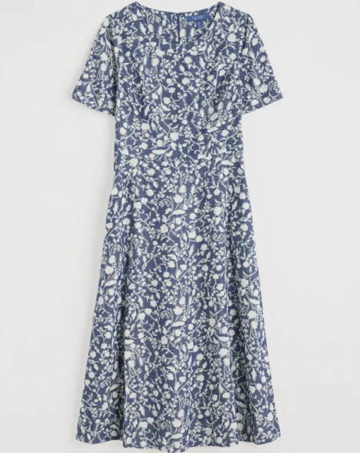Seasalt Cornwall Fox Path Dress Shadow Blossom Indigo