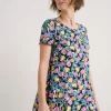 Seasalt Cornwall Screenprint Tunic Collaged Tulips Maritime