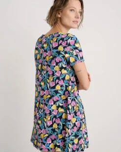 Seasalt Cornwall Screenprint Tunic Collaged Tulips Maritime