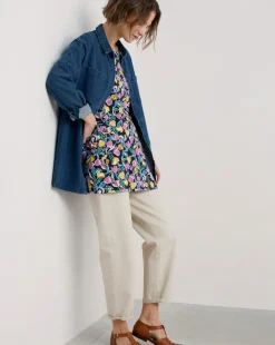 Seasalt Cornwall Screenprint Tunic Collaged Tulips Maritime
