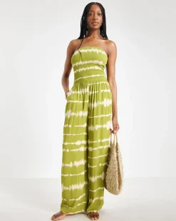 Shirred Bandeau Beach Jumpsuit