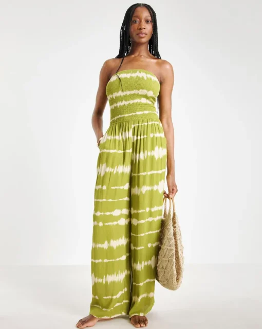 Shirred Bandeau Beach Jumpsuit