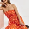Shirred Bandeau Mini Beach Dress
