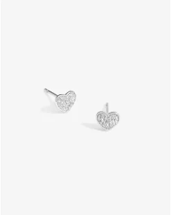 Simply Silver 925 Pave Heart Studs
