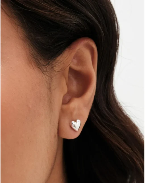 Simply Silver 925 Polished Heart Studs