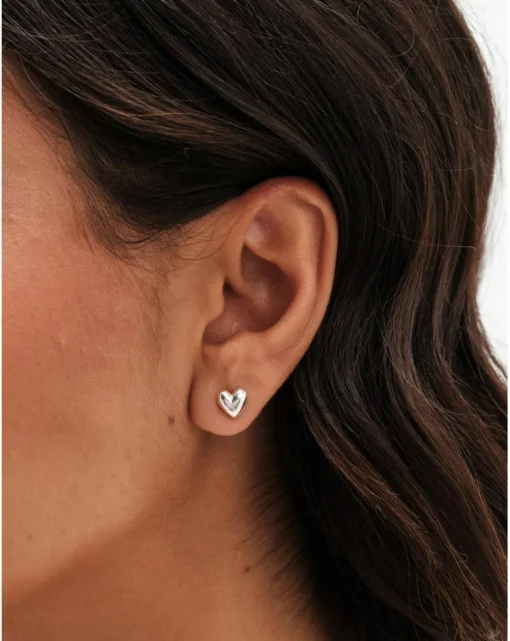 Simply Silver 925 Polished Heart Studs