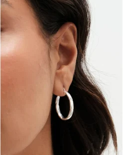 Simply Silver 925 Textured Woven Hoops