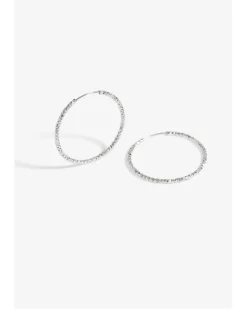 Simply Silver Cut Large Hoops