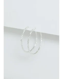 Simply Silver Cut Large Hoops