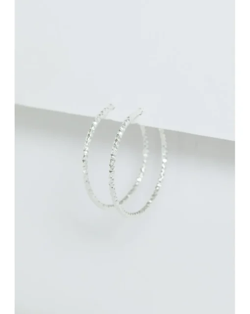 Simply Silver Cut Large Hoops