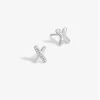 Simply Silver Sterling Silver 925 Polished And Crystal Kiss Stud Earrings