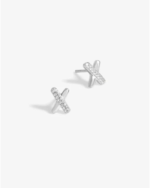 Simply Silver Sterling Silver 925 Polished And Crystal Kiss Stud Earrings