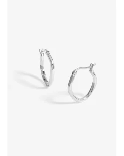 Simply Silver Sterling Silver 925 Polished Molten Hoop Earrings