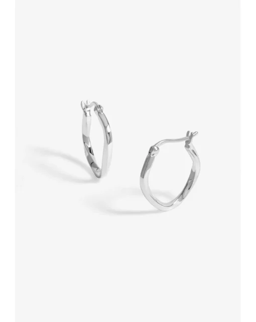 Simply Silver Sterling Silver 925 Polished Molten Hoop Earrings