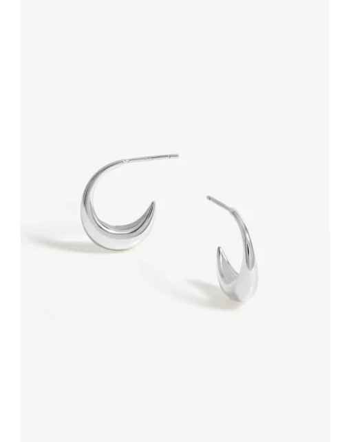 Simply Silver Sterling Silver 925 Polished Curved Hoop Earrings