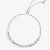 Simply Silver Sterling Silver 925 Diamond Cut Orb Toggle Bracelet