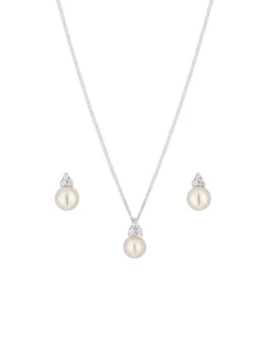 Simply Silver Sterling Silver 925 Freshwater Pearl Set - Gift Boxed