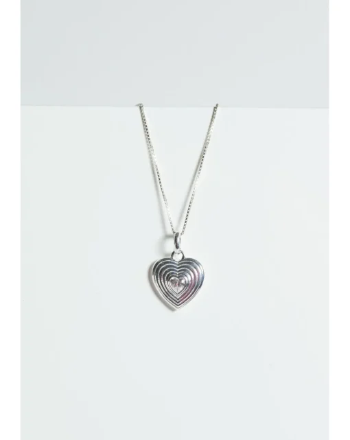 Simply Silver Sterling Silver 925 Ridged Cubic Zirconia Heart Pendant