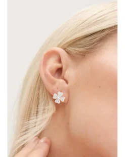 Simply Silver Sterling Silver 925 Cubic Zirconia Clover Large stud Earrings