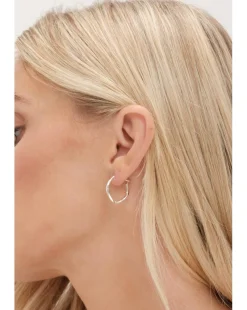 Simply Silver Sterling Silver 925 Polished Molten Hoop Earrings