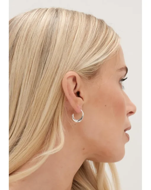 Simply Silver Sterling Silver 925 Polished Curved Hoop Earrings