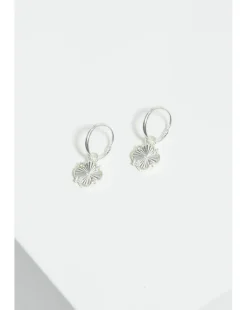 Simply Silver Sterling Silver 925 Diamond Cut Clover Huggie Hoop Earrings