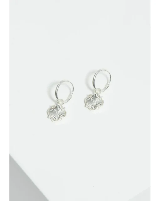Simply Silver Sterling Silver 925 Diamond Cut Clover Huggie Hoop Earrings