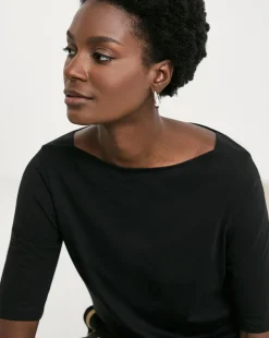 Slash Neck 3/4 Sleeve Top
