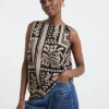 Slash Neck Linen Mix Shell Top