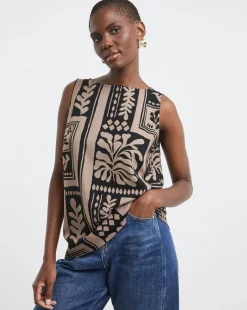 Slash Neck Linen Mix Shell Top