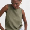 Slash Neck Linen Mix Shell Top