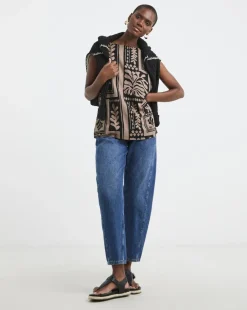 Slash Neck Linen Mix Shell Top