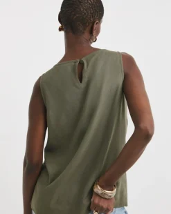 Slash Neck Linen Mix Shell Top