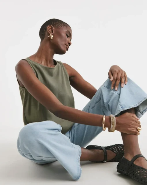 Slash Neck Linen Mix Shell Top