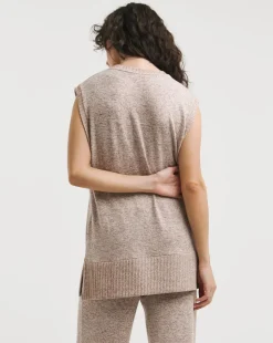 Sleeveless Crew Neck Cosy Longline Vest