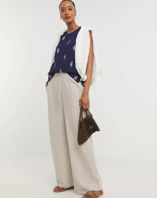 Sleeveless Linen Mix Shell Top