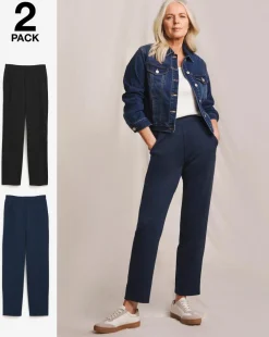 Slimma 2 Pack Pull On Tapered Trousers Regular