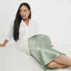 Soft Green Satin Slip Maxi Skirt