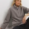 Soft Grey Borg Longline Quarter Zip Jacket