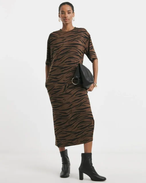 Soft Touch Half Sleeve Midi T-Shirt Dress