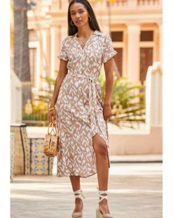 Sosandar Abstract Print Belted Shirt Dress