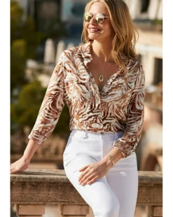 Sosandar Animal Print Relaxed Utility Shirt