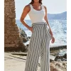 Sosandar Black and White Stripe Wide Leg Trousers