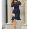 Sosandar Geo Lace Fit & Flare Dress