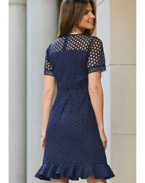 Sosandar Geo Lace Fit & Flare Dress