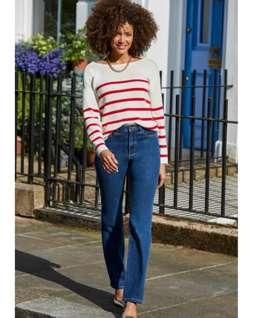 Sosandar Stripe Bow Back Detail Jumper